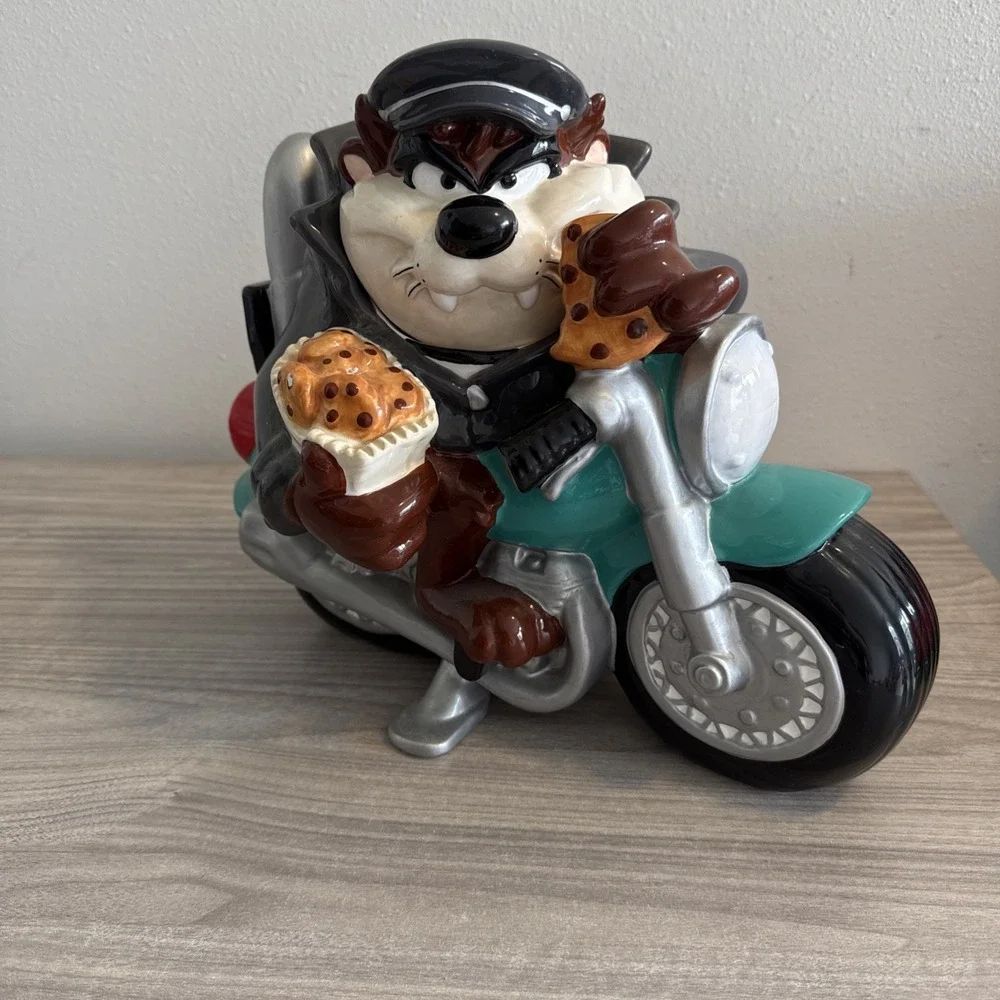 Warner Bros Store Taz on Motorcycle Cookie Jar Vintage Collectible
